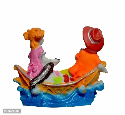 ATUT Love Couple Statue Showpiece in Boat, Multicolor, in Medium Size Unbreakable- 16.5 cm-thumb4