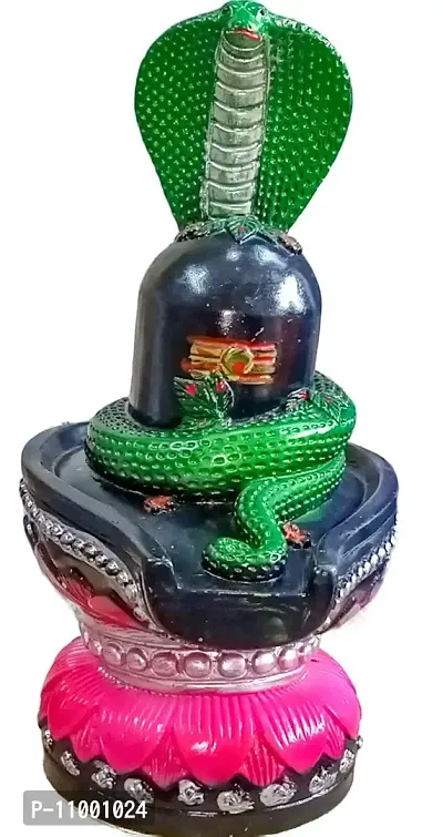 ATUT Shivling Idol in seshnag for Home puja, in Very Big Size, Black Colour, Made up PVC, Rubber and Unbreakable- 28 cm