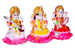 ATUT Presenting Laxmi, Ganesh, and Saraswati Idol in One Set, Multicolor , Pack of 3 , Unbreakable- 14CM-thumb1