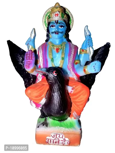ATUT Presenting Lord Sani Dev Statue Vastu Showpiece, in Medium Size and Multicolor, Unbreakable- 15 cm