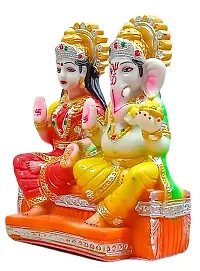 ATUT Unbreakable PVC Laxmi and Ganesh Idol (Medium Size - 17 cm, Multicolour)-thumb2