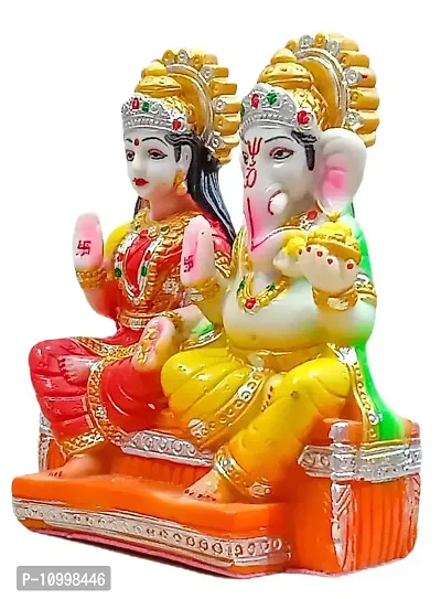 ATUT Unbreakable PVC Laxmi and Ganesh Idol (Medium Size - 17 cm, Multicolour)-thumb3