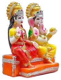 ATUT Unbreakable PVC Laxmi and Ganesh Idol (Medium Size - 17 cm, Multicolour)-thumb1