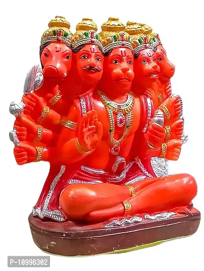 ATUT Unbreakable Eco Friendly PVC Panchmukhi Hanuman Idol (Medium Size - 25 cm, Red)-thumb3