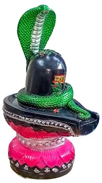 ATUT Shivling Idol in seshnag for Home puja, in Very Big Size, Black Colour, Made up PVC, Rubber and Unbreakable- 28 cm-thumb1