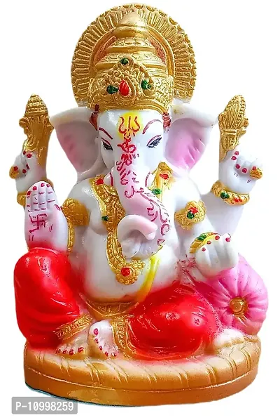 ATUT Ganesh Murt ,Idol, Statue in Sitting Position,in multicolur, Medium Size, Made up of Rubber and PVC, Unbreakable- 17 cm