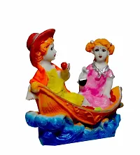 ATUT Love Couple Statue Showpiece in Boat, Multicolor, in Medium Size Unbreakable- 16.5 cm-thumb1