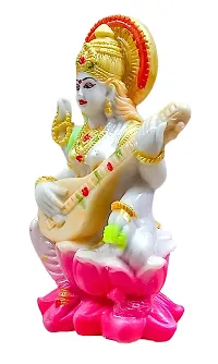 ATUT Unbreakable PVC Saraswati Idol (Medium Size - 16 cm, Pink)-thumb2