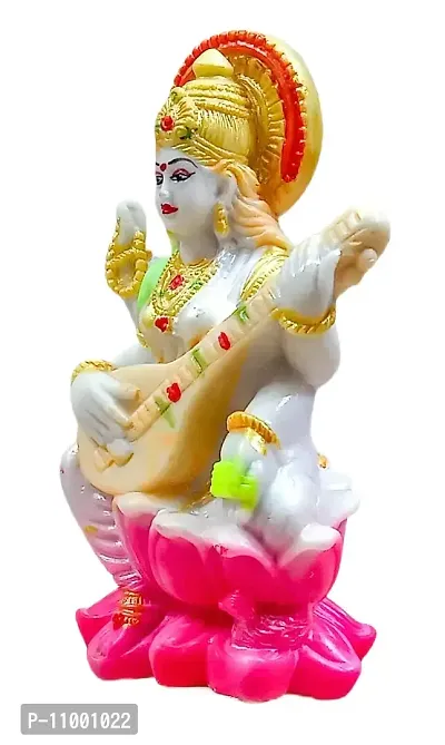 ATUT Unbreakable PVC Saraswati Idol (Medium Size - 16 cm, Pink)-thumb3