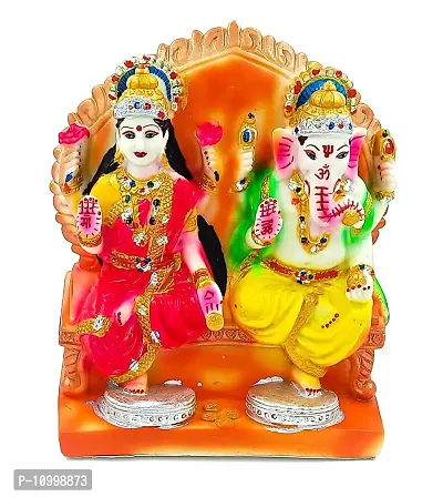 ATUT Lakshmi Ganesh Idol in Big Size, Multicolour, Made up of PVC , Unbreakable - 23 cm-thumb0