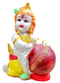 ATUT Makhan Chor Decorative Krishna murti, Idol for Home puja, Made up of PVC, Unbreakable- 16 cm-thumb2