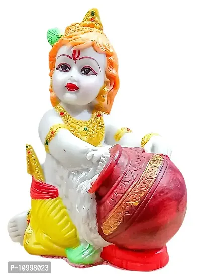 ATUT Makhan Chor Decorative Krishna murti, Idol for Home puja, Made up of PVC, Unbreakable- 16 cm-thumb3