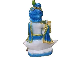 ATUT Unbreakable PVC Lord Krishna Sit in Shell Idol (19.5 cm, Blue)-thumb3