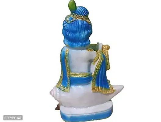 ATUT Unbreakable PVC Lord Krishna Sit in Shell Idol (19.5 cm, Blue)-thumb4