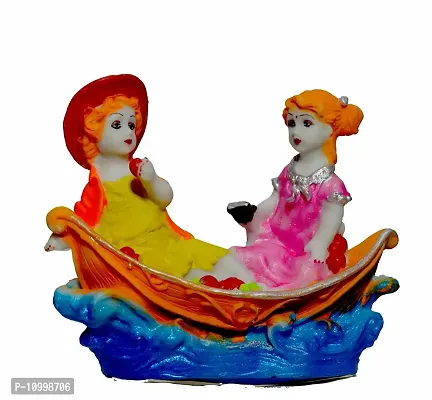 ATUT Love Couple Statue Showpiece in Boat, Multicolor, in Medium Size Unbreakable- 16.5 cm