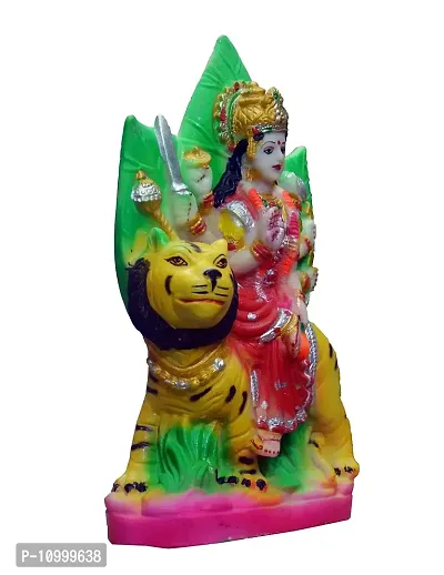 ATUT Maa Durga Sherawali with Her Sawari Tiger Figurine, Unbreakable (Multicolour, Very Big in Size, 25 cm)-thumb3