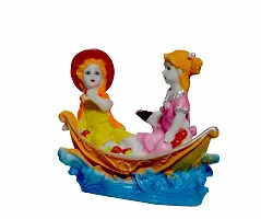 ATUT Love Couple Statue Showpiece in Boat, Multicolor, in Medium Size Unbreakable- 16.5 cm-thumb2