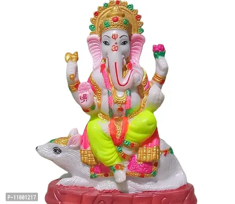 ATUT Ganesha Idol with Cute mushak, Unbreakable-19cm