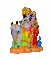 ATUT Radha and Krishna with Cow Idol,in Medium Size, in Multicolor, UNBREAKABLE-15cm.-thumb1