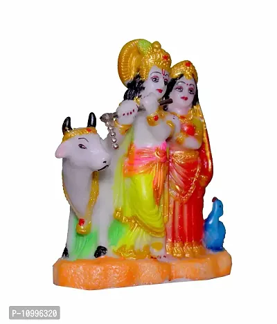 ATUT Radha and Krishna with Cow Idol,in Medium Size, in Multicolor, UNBREAKABLE-15cm.-thumb2