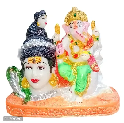 ATUT Shiv Murti with Ganesh Ji in Small Size, Unique Idol ,Made up of PVC, Rubber, Unbreakable- 13 cm
