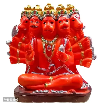 ATUT Unbreakable Eco Friendly PVC Panchmukhi Hanuman Idol (Medium Size - 25 cm, Red)