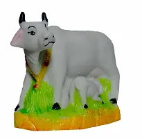 ATUT Cow Idol with Their Calf for Home Decor, Unbreakable (White, Medium, 12cm)-thumb1