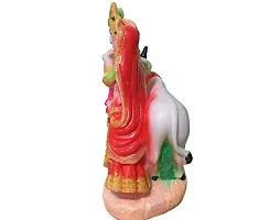 ATUT Vinyl Radha Krishna with Cow Statue, Standard, Multicolour-thumb2