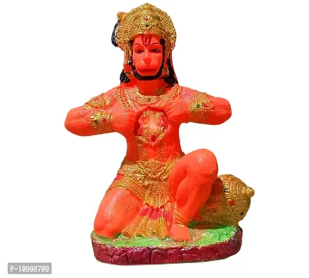 ATUT Hanuman Ji Statue , Bajaranbali, Unbreakable - Orange-20cm