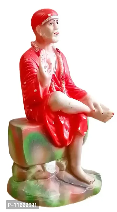 ATUT Sai Baba Murti, Idol, Statue in Red Colour in Very Big Size, Made up of PVC, Unbreakable- 35 cm-thumb2