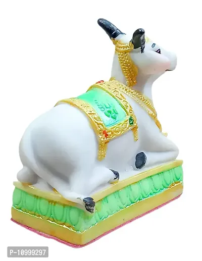 ATUT PVC Unbreakable Nandi Idol for Home Decor (White, Small, 11cm)-thumb3