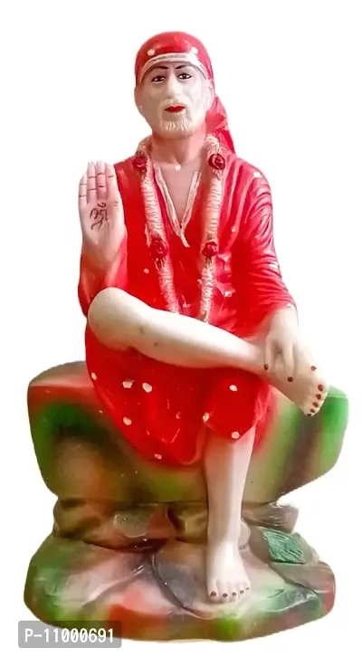 ATUT Sai Baba Murti, Idol, Statue in Red Colour in Very Big Size, Made up of PVC, Unbreakable- 35 cm