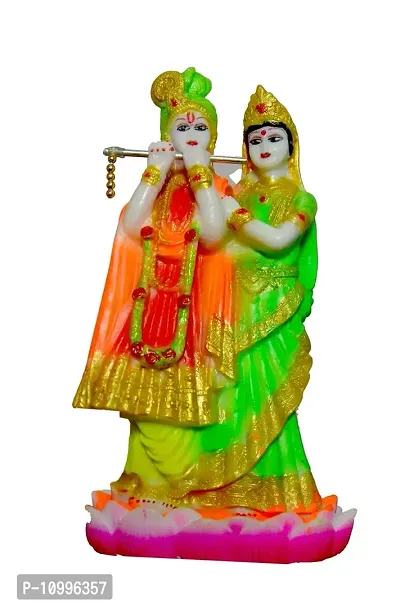 ATUT Kamal Radha Krishna Idol for Home Decor, Unbreakable (Medium Size - 21 cm, Multicolour)
