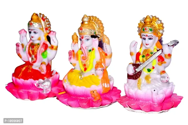 ATUT Presenting Laxmi, Ganesh, and Saraswati Idol in One Set, Multicolor , Pack of 3 , Unbreakable- 14CM-thumb4