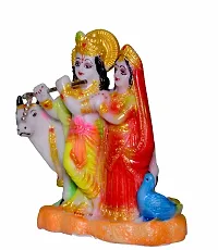 ATUT Radha and Krishna with Cow Idol,in Medium Size, in Multicolor, UNBREAKABLE-15cm.-thumb2