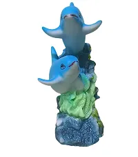 ATUT Unbreakable PVC Dolphin with his Babies Statue (Blue, 17.5 cm)-thumb1