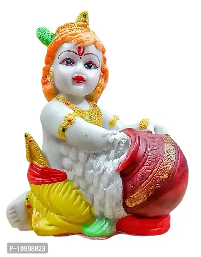 ATUT Makhan Chor Decorative Krishna murti, Idol for Home puja, Made up of PVC, Unbreakable- 16 cm