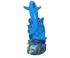 ATUT Unbreakable PVC Dolphin with his Babies Statue (Blue, 17.5 cm)-thumb3