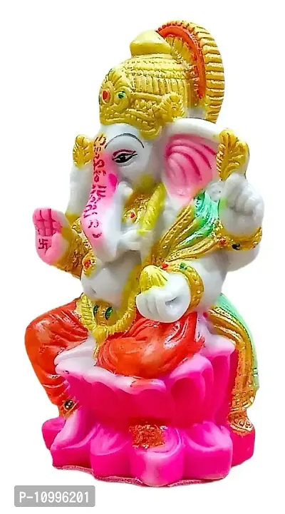 ATUT Ganesha murti, Idol, Statue Sit in Kamal, in Medium Size, Made up of PVC, UNBREAKANBLE- 14 cm-thumb3