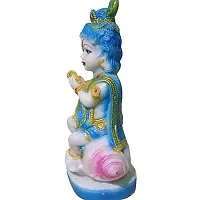 ATUT Unbreakable PVC Lord Krishna Sit in Shell Idol (19.5 cm, Blue)-thumb1