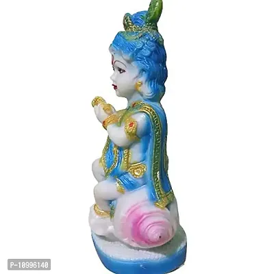 ATUT Unbreakable PVC Lord Krishna Sit in Shell Idol (19.5 cm, Blue)-thumb2