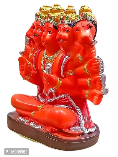 ATUT Unbreakable Eco Friendly PVC Panchmukhi Hanuman Idol (Medium Size - 25 cm, Red)-thumb2