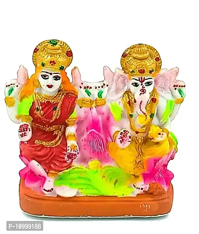 ATUT Lakshmi Ganesh Idol in Small Size, Multicolour, Made up of PVC, Unbreakable Decorative showpiece- 10.5 cm