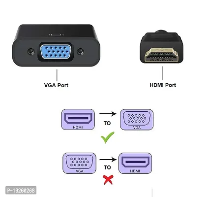 HDMI to VGA Adapter/Connector/Converter Cable 1080P (Male to Female) for Media Players, Xbox, Projector, Computer, Laptop, TV  More | Full HD Resolution | Compact Design | Black-thumb2