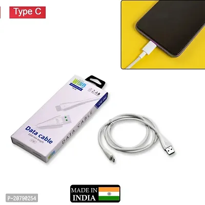 Type C Fast Charge and Data Sync Cable, 1 Meter (white) MADE IN INDIA-thumb0