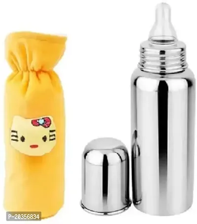 Ojas Fashion Stainless Steel 250 ml Baby Feeding Bottle with hot case Cover for Kids