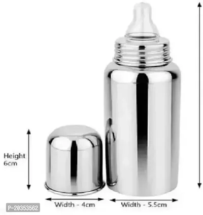 Ojas Fashion Stainless Steel 250 ml Baby Feeding Bottle with hot case Cover for Kids-thumb3