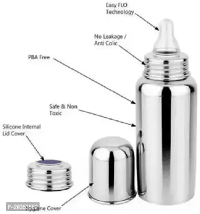 Ojas Fashion Stainless Steel 250 ml Baby Feeding Bottle with hot case Cover for Kids-thumb2