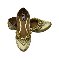 Punjabi Handicrafts Women Golden Punjabi jutti  mojri embellished with designs jutti For Girls-thumb2