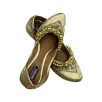 Punjabi Handicrafts Women Golden Punjabi jutti  mojri embellished with designs jutti For Girls-thumb3